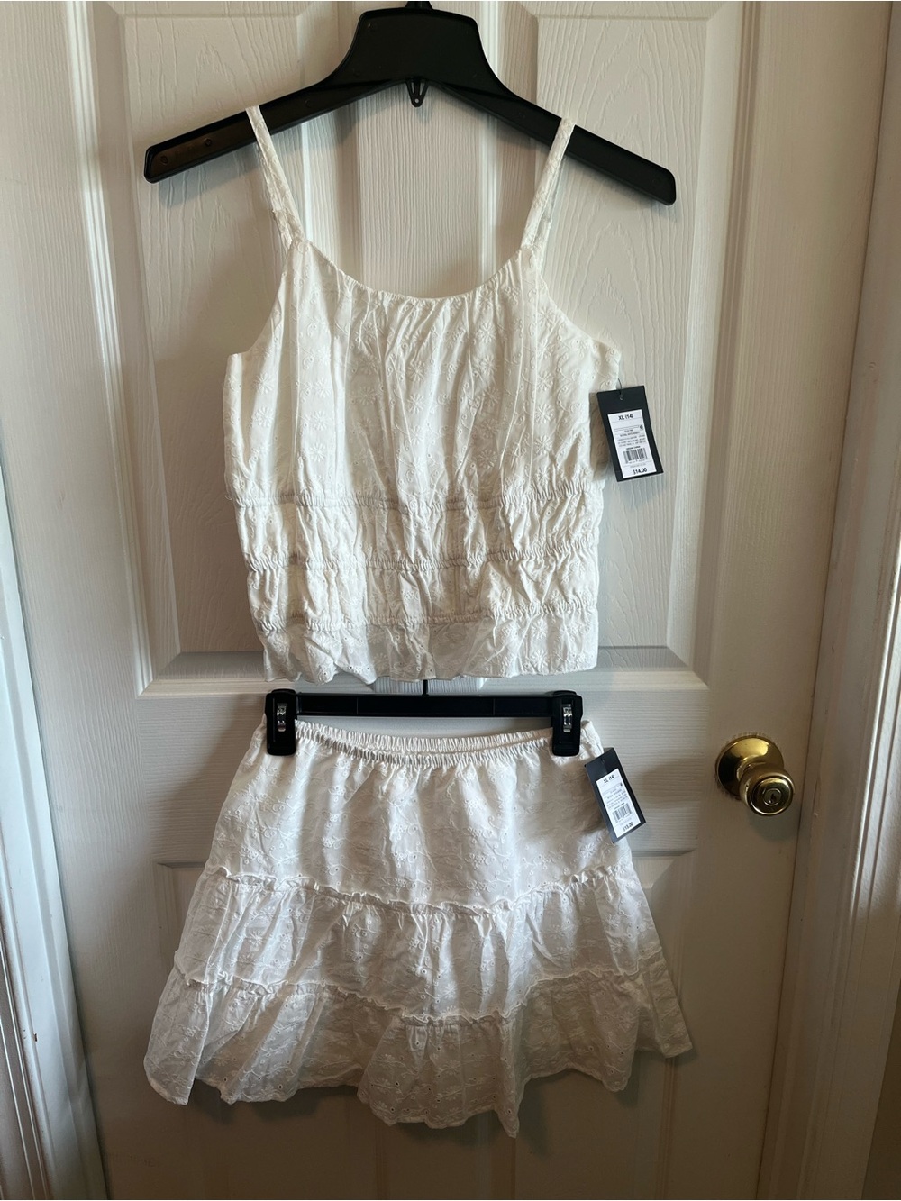 NWT art class Girls Natural White Eyelet Two-Piece Skirt Set size XL (14)
